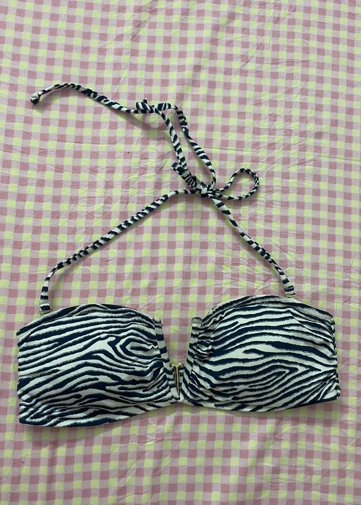 y2k Zebra Print Bikini Top