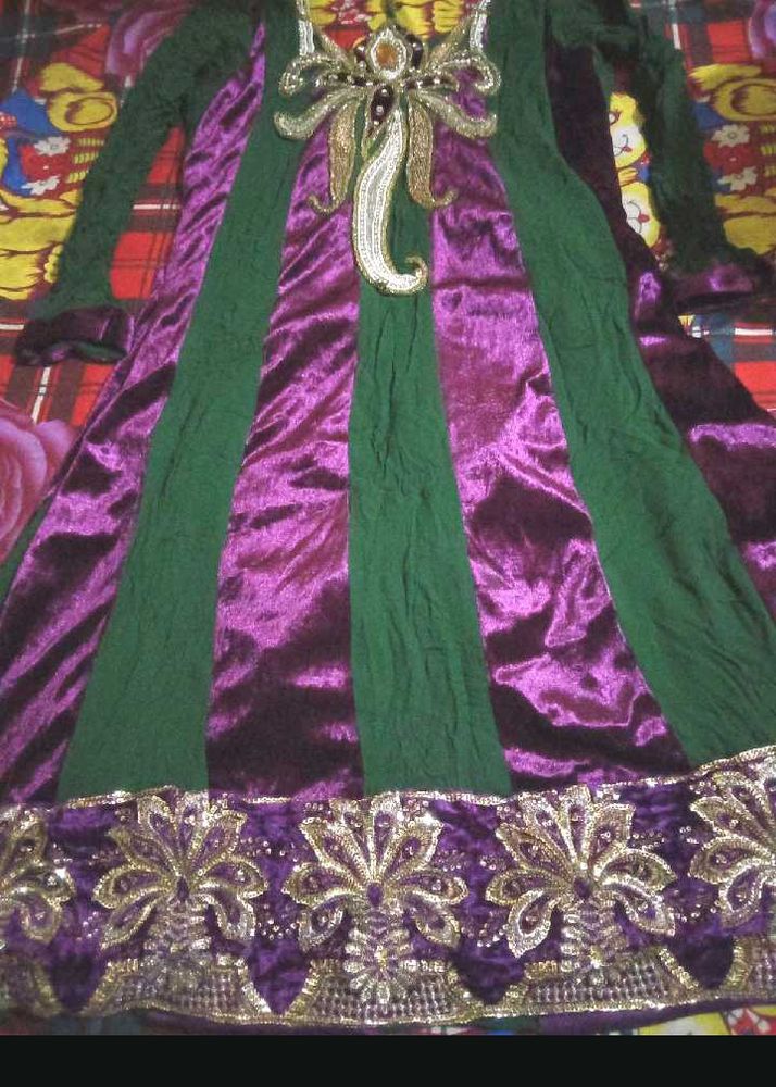 Elegant Purple and Green Embellished Kurta