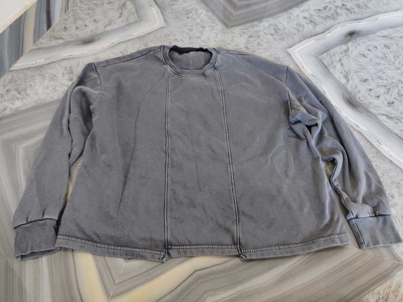 Grey Washed Crew Neck Sweatshirt