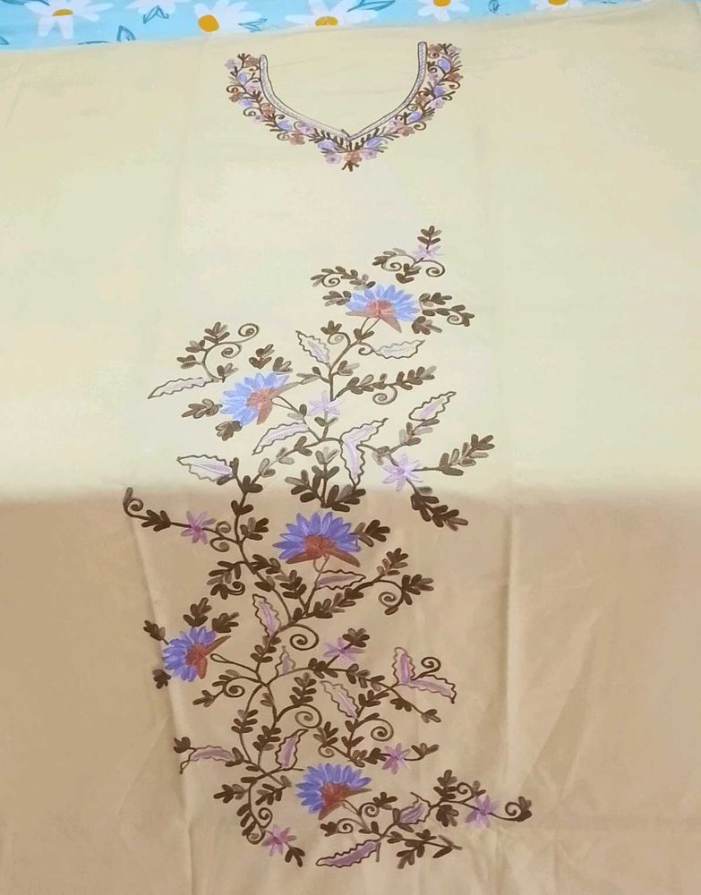 unstitched kashmiri embroidery full suit piece