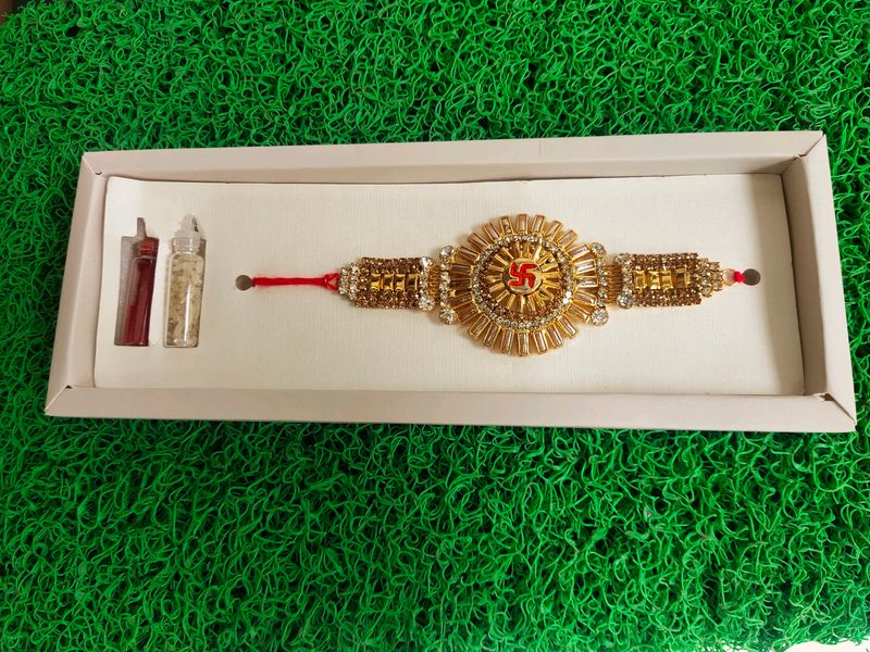 New Latest Rakhi With Roli Chawal Combo