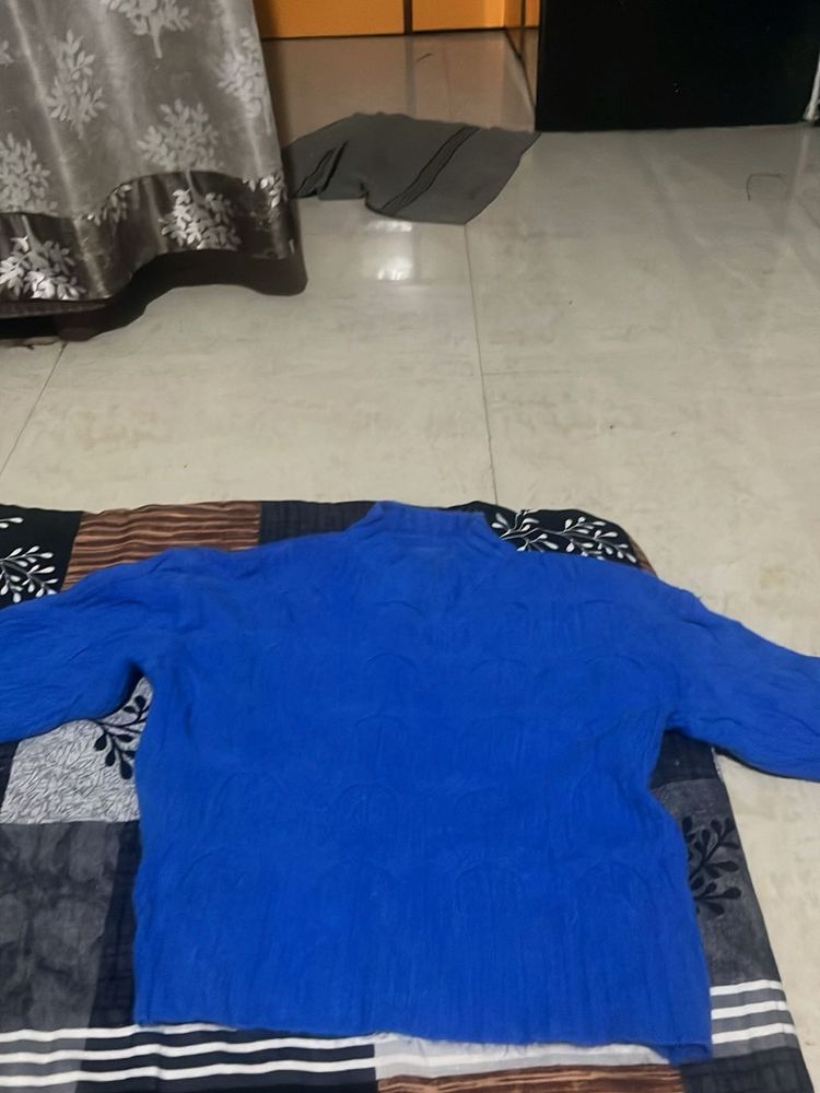 Cozy Blue Cable Knit Sweater