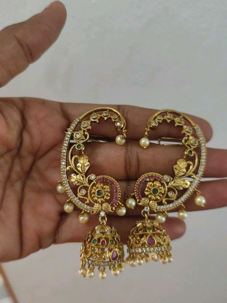 Exquisite Gold Jhumka Earrings