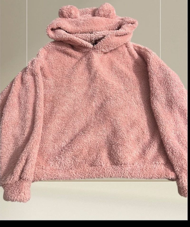 Pink Fuzzy Bear Hoodie