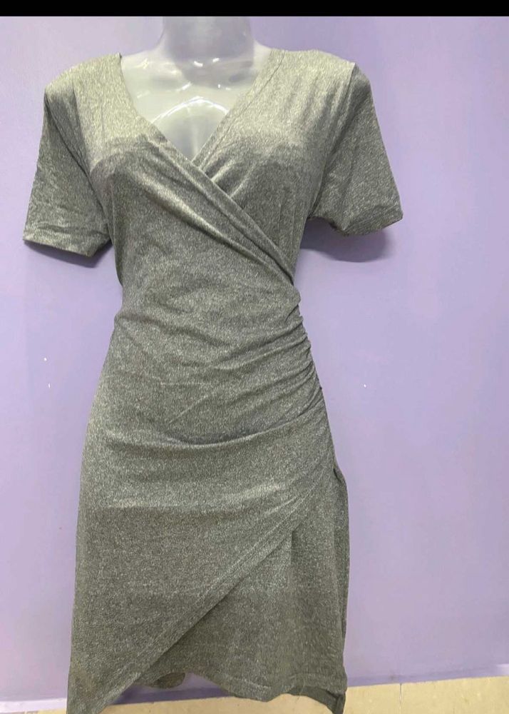 Chic Grey Wrap Dress