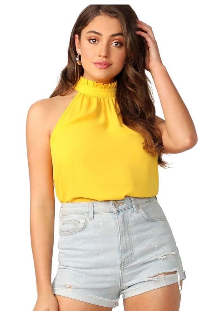 Yellow halter neck top