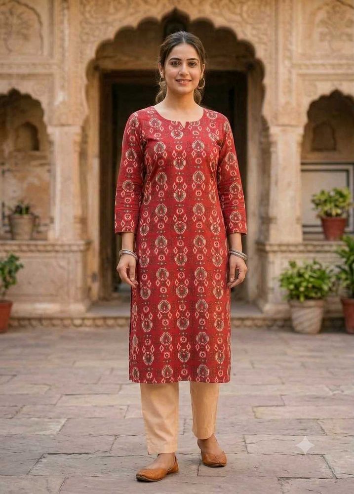 elegant red kurta set of libas