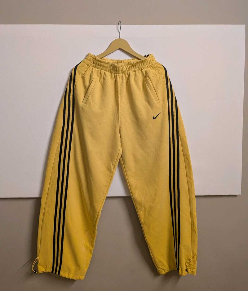 Yellow baggy Sweatpants with Black Stripes