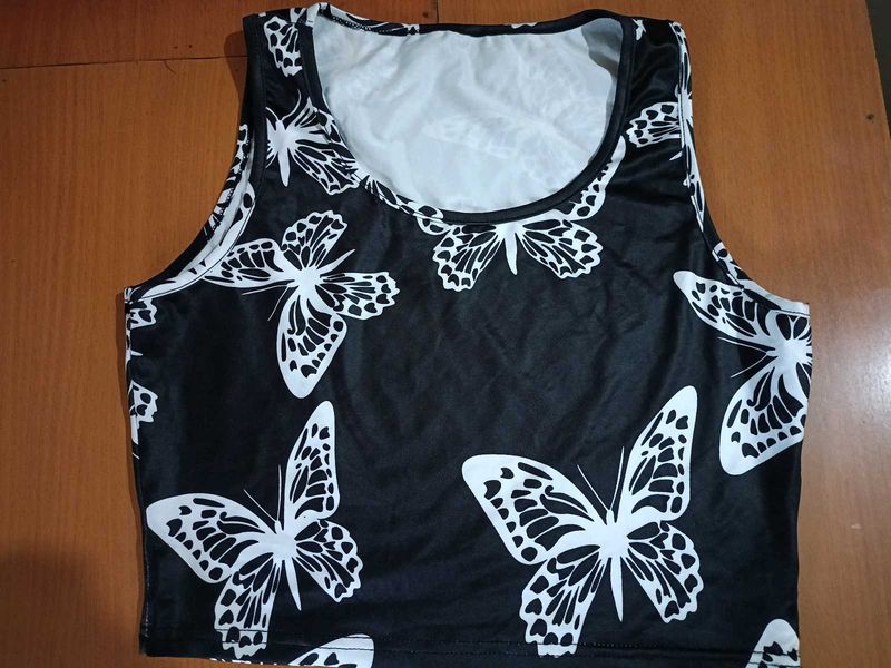 Butterfly Print Crop Top