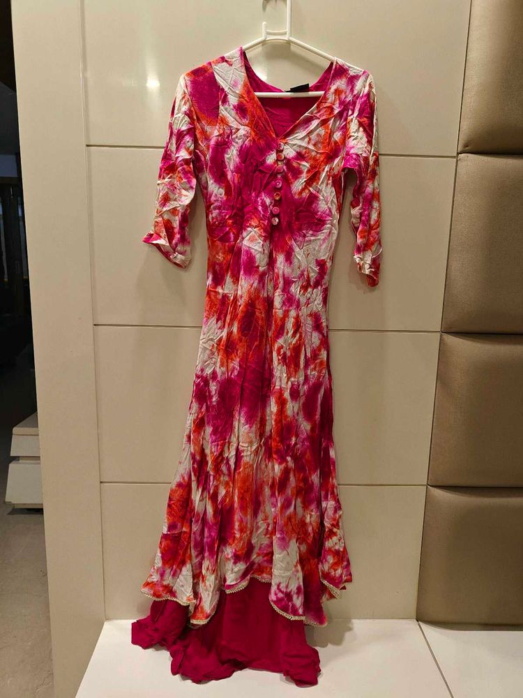 tie dye ankle length kurti legging set