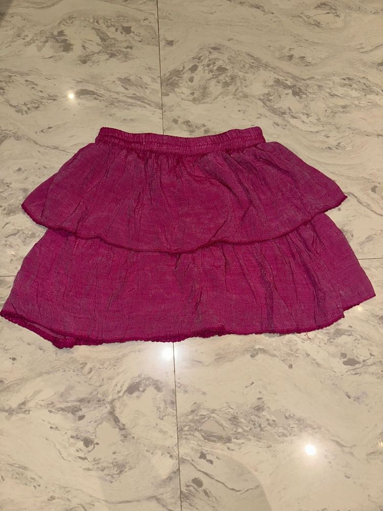 Fuchsia Tiered Ruffled Mini Skirt