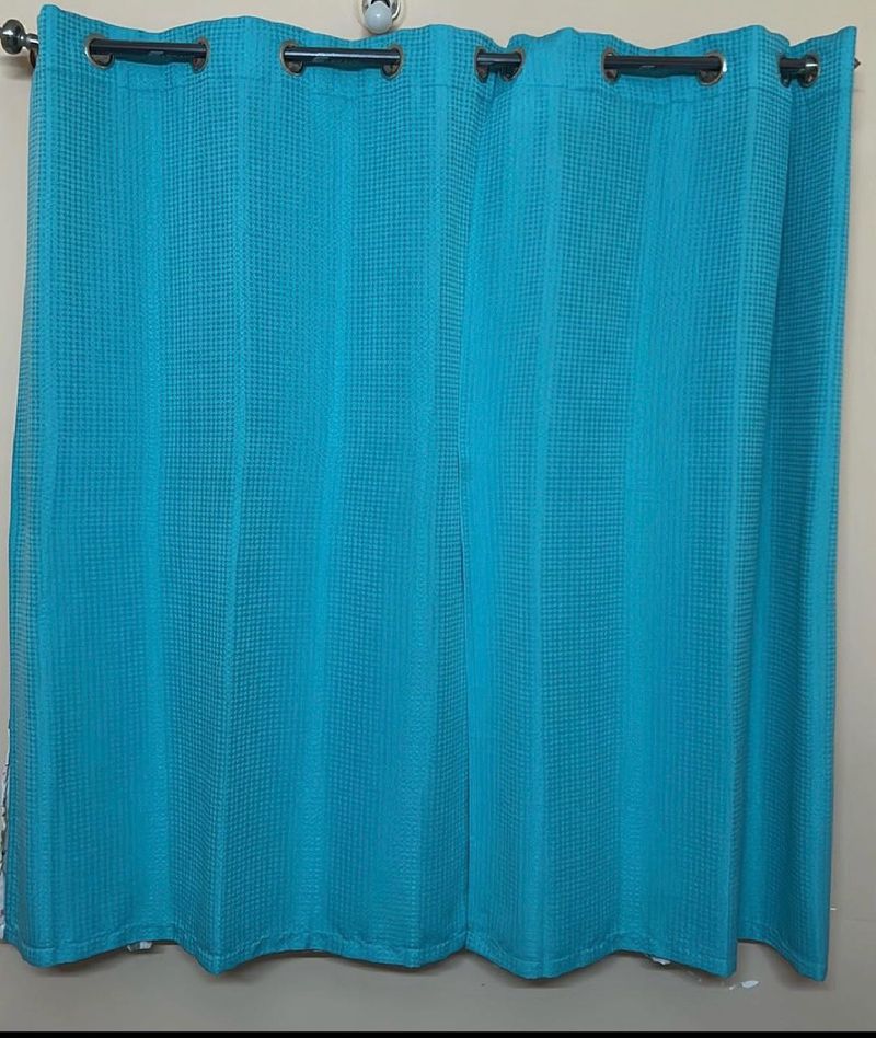 Teal Coloured Textured Curtains