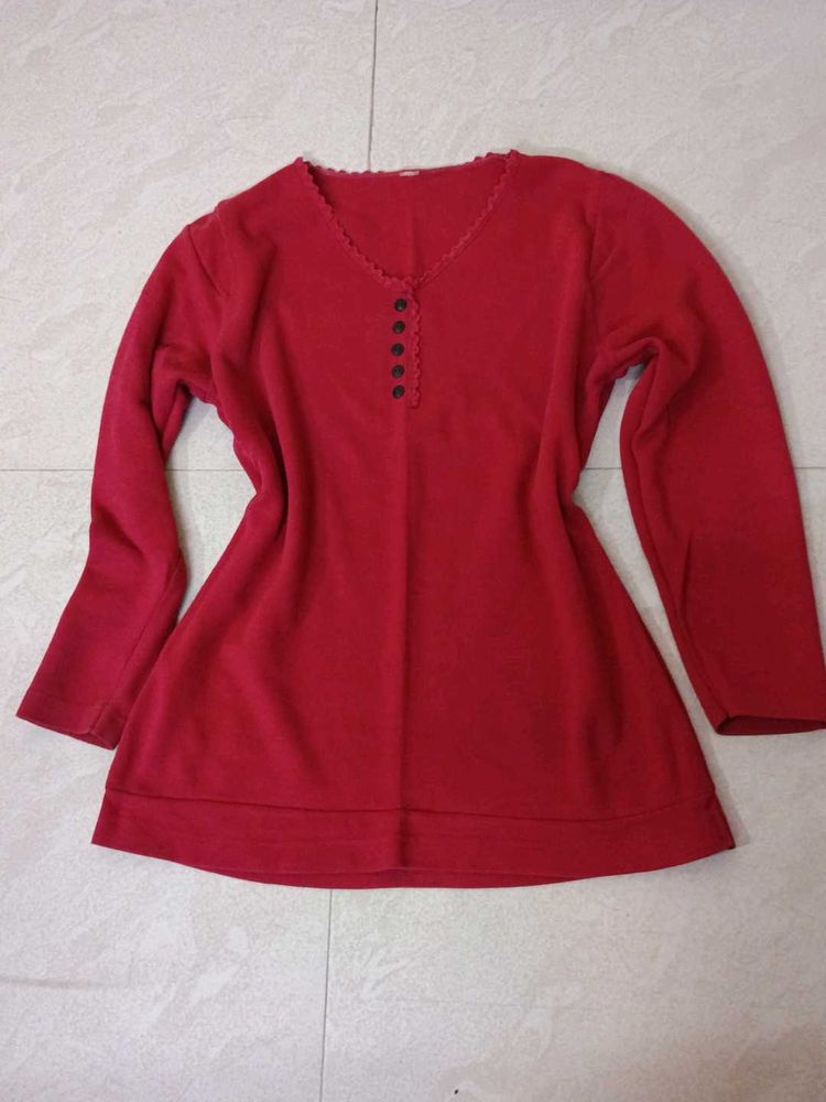 Red Long Sleeve Top