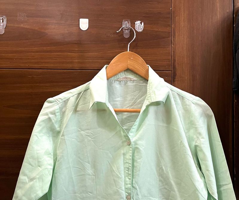 Light Green Collared Button-Up Shirt