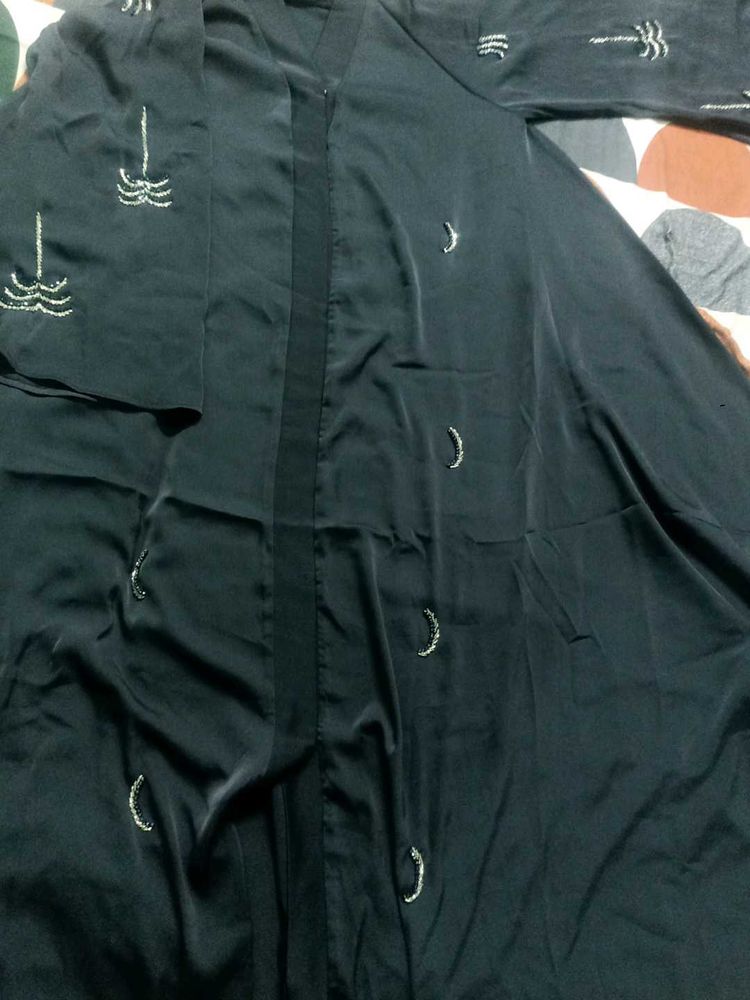 ..Elegant dark grey Abaya with Embellishments