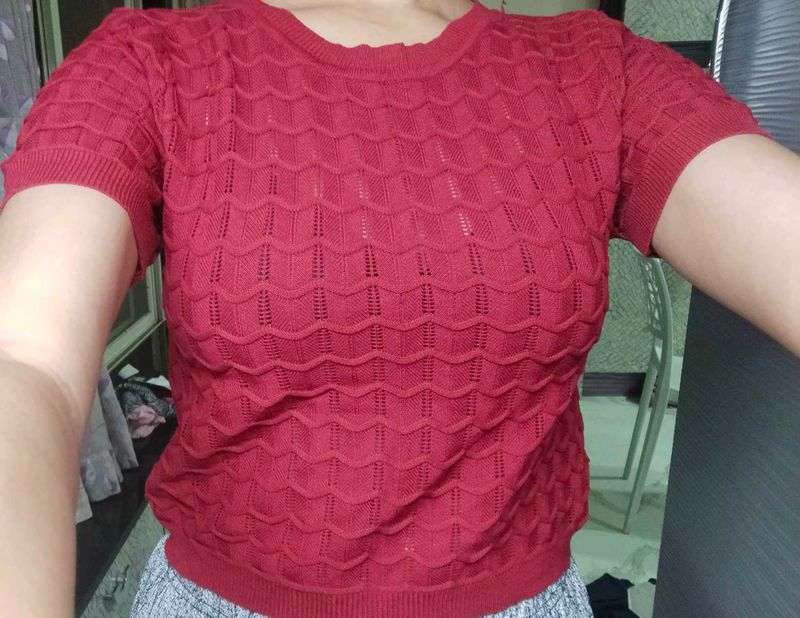Chic Textured Red Top
