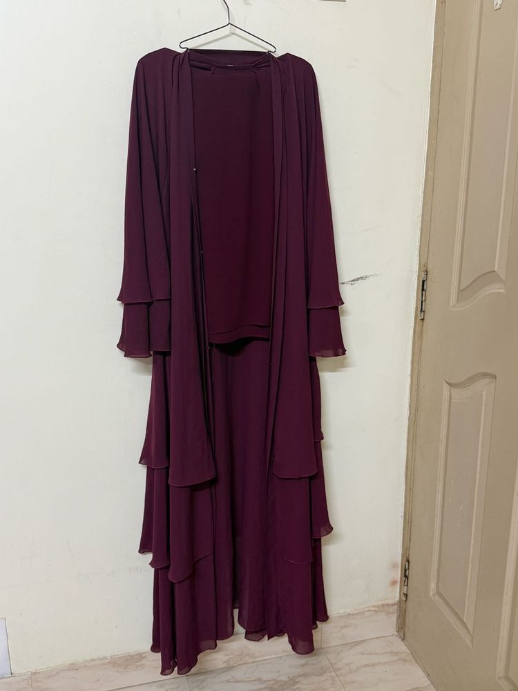 Imported heavy layered triple Abaya Set