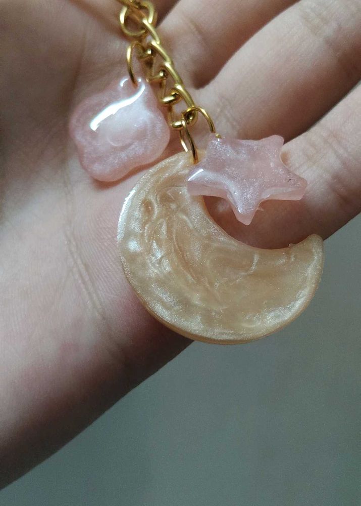 Moon &amp; Star Keychain