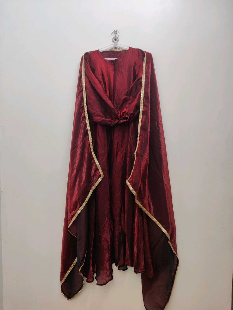 Elegant Maroon Ethnic Gown with beautifull duppatt