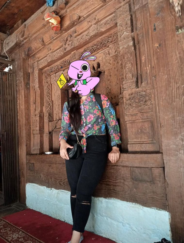 Diwali Sale 🔥Floral Top &amp; Black Jeans