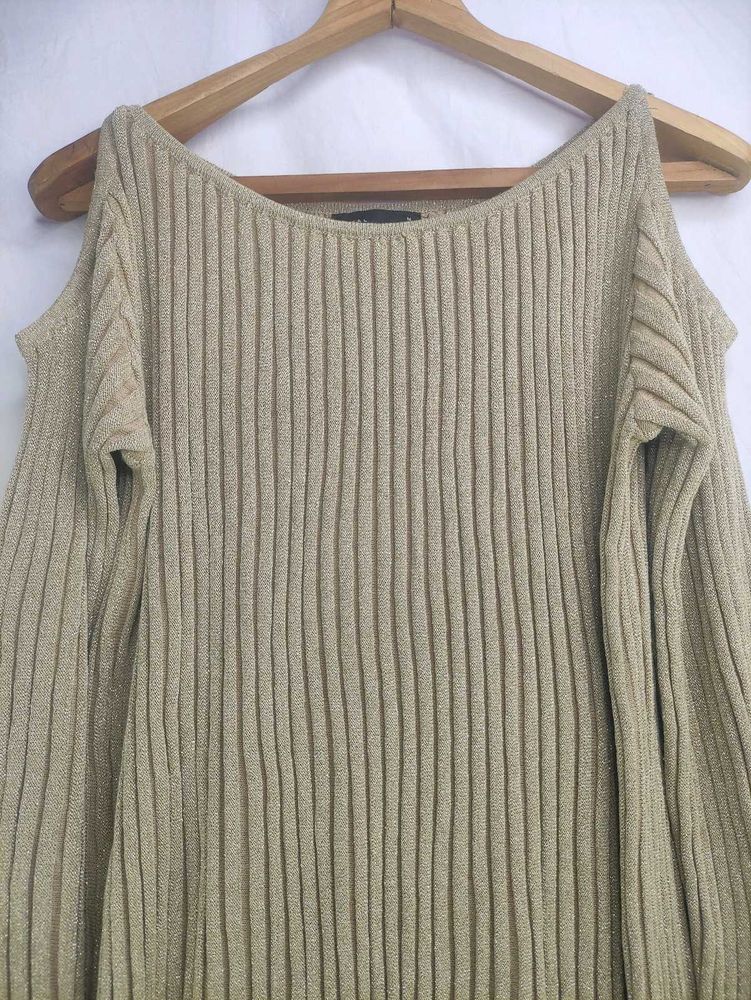 Sparkly Cold Shoulder Knit Top LR-49
