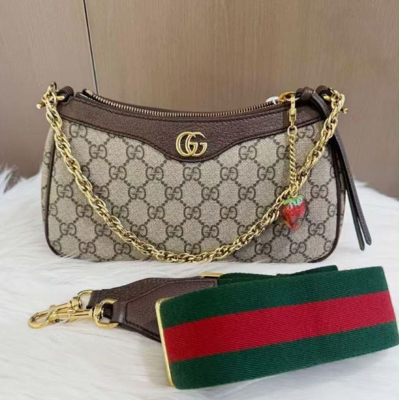 Designer Shoulder Bag with Strawberry Charm
