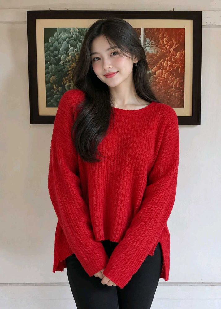 Cozy Red Knit Sweater