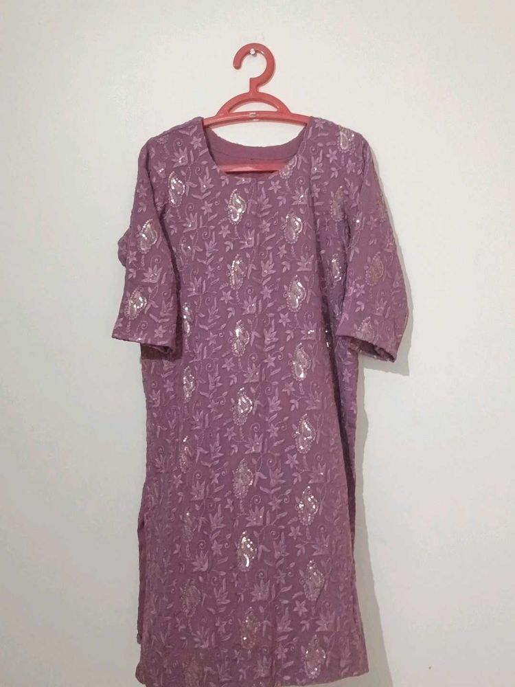 Embellished Purple Kurta