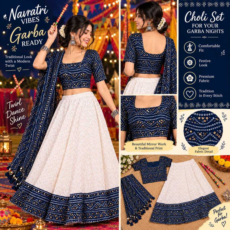 Navy blue Navratri Garba Choli Set