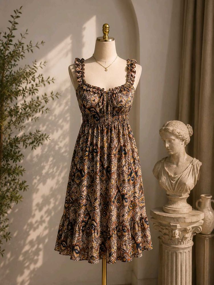 Boho Floral Print Mini Dress