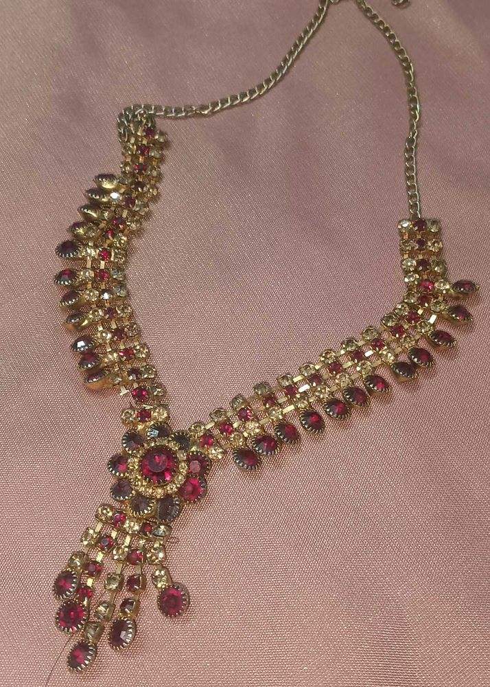 Vintage Ruby Rhinestone Necklace