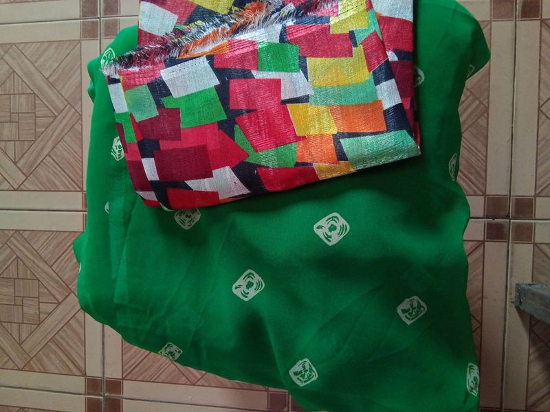 New Bandhej Print Saree With Blouse Piece