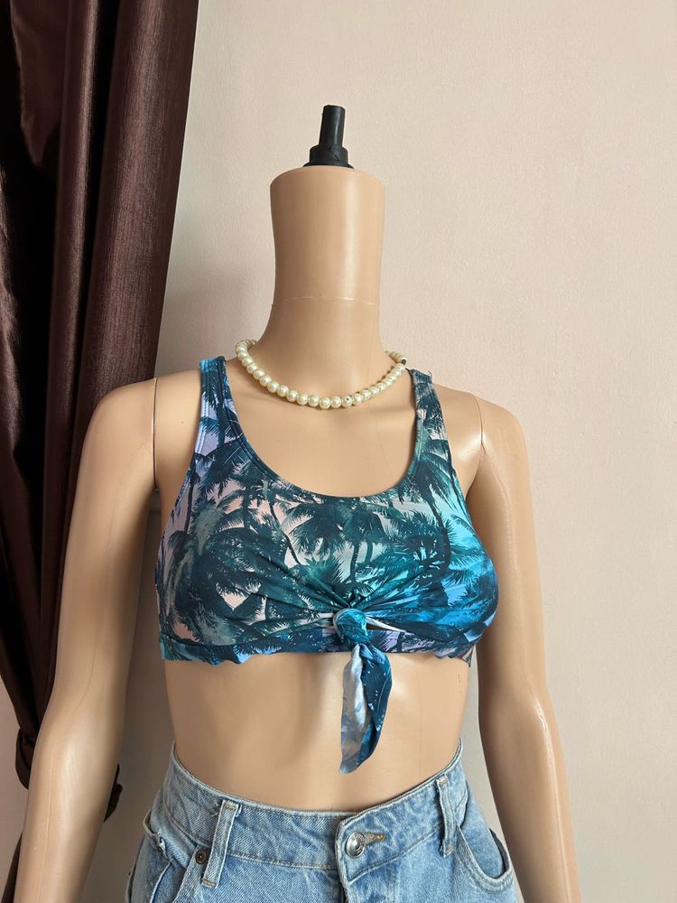 Tropical Print Bikini Top
