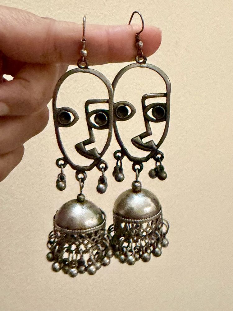Unique Face Design Jhumka Earrings