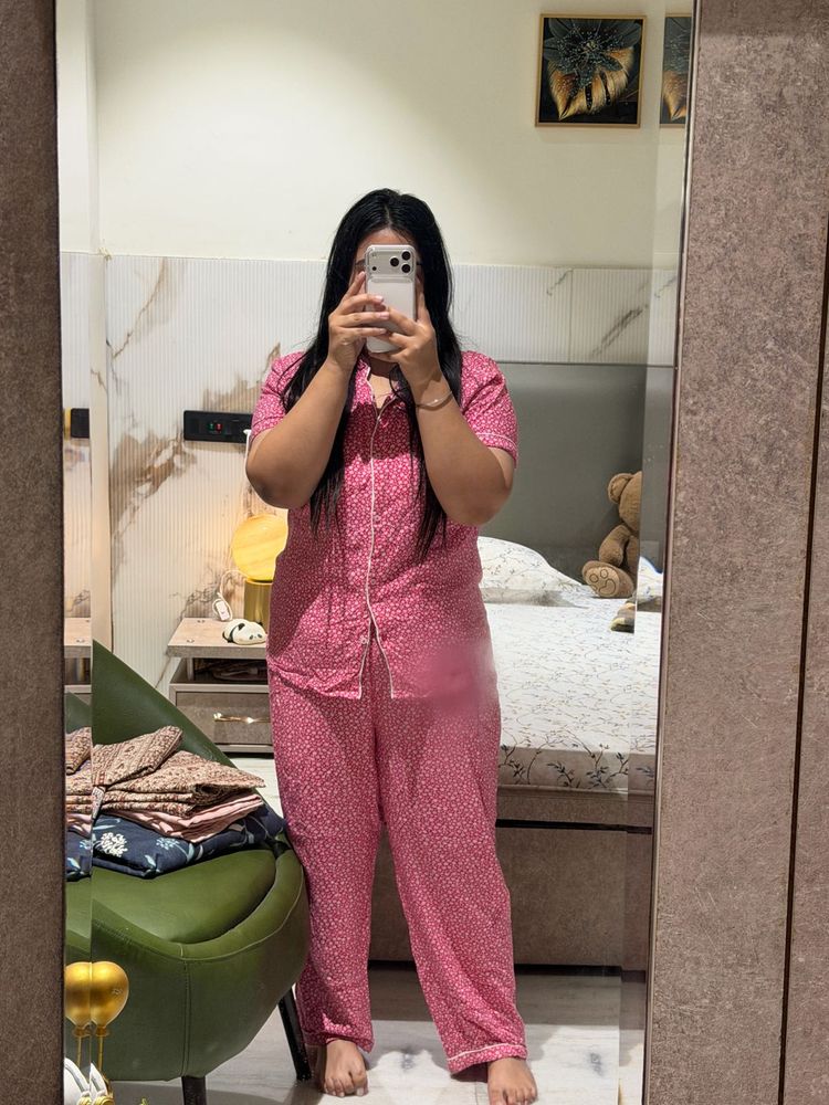 Pink Floral Pajama Set