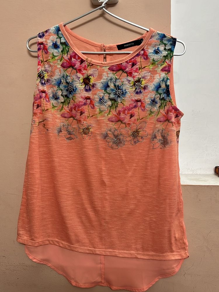Madame Peach Color Sequine Top