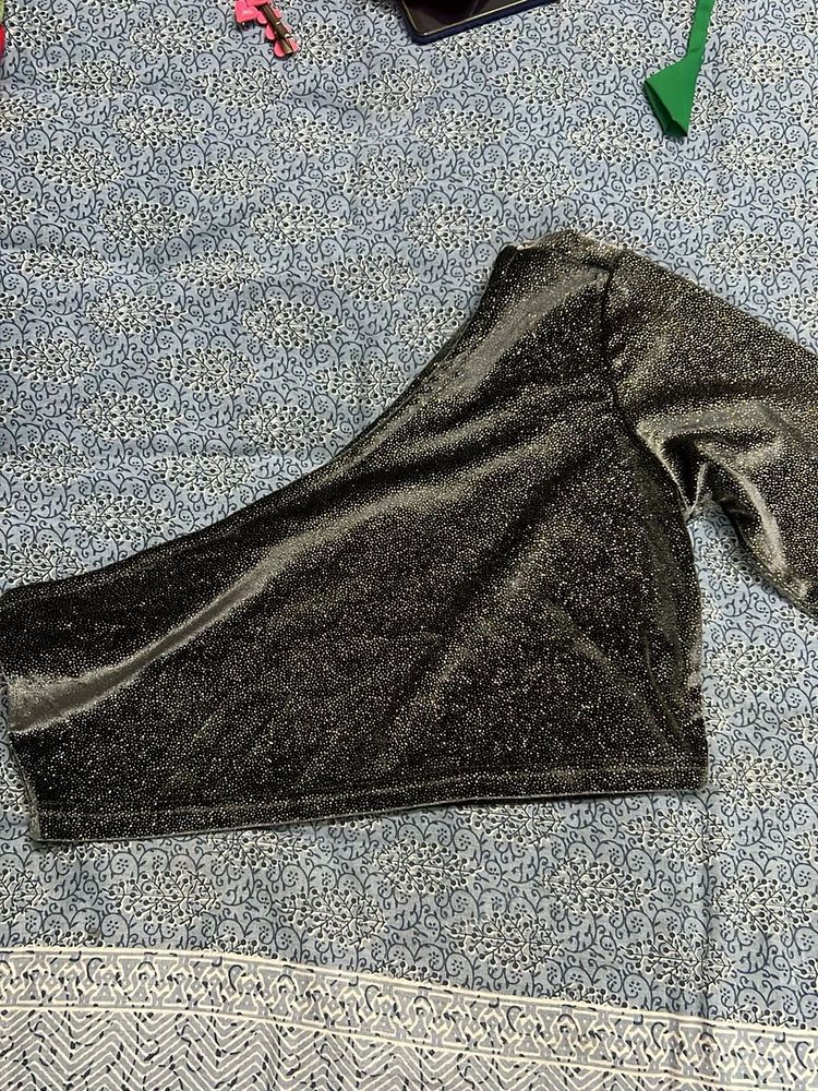Sparkly One-Shoulder Top