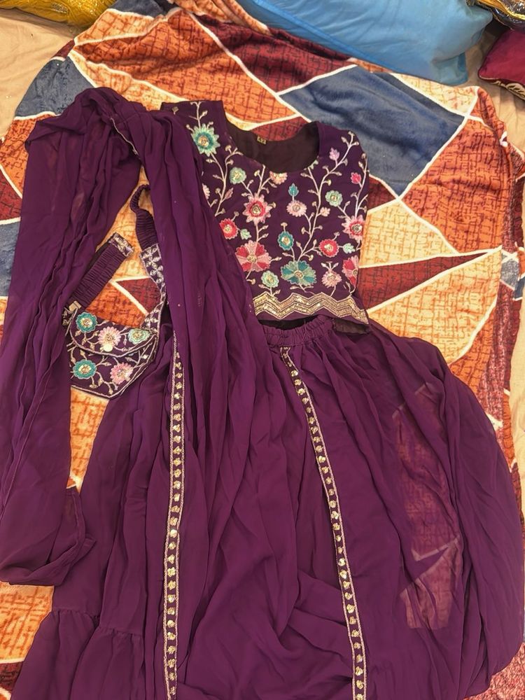 Beautiful Purple Embroidered Lehenga Choli Set