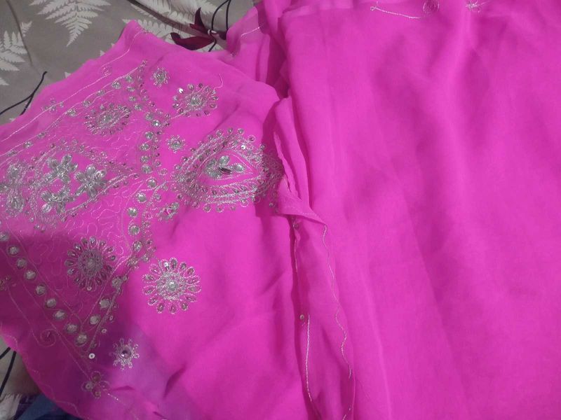 Vibrant Pink Embroidered Saree