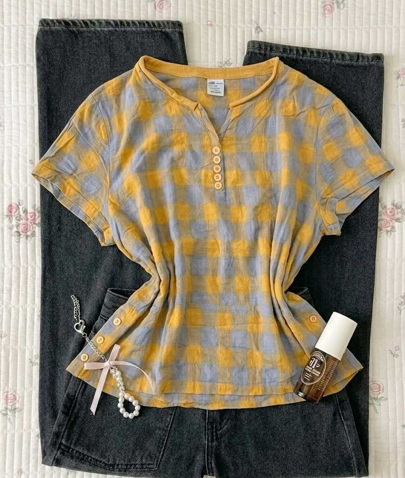 Plaid Button-Up Top