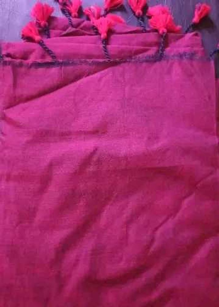 Vibrant Magenta Saree with Tassels
