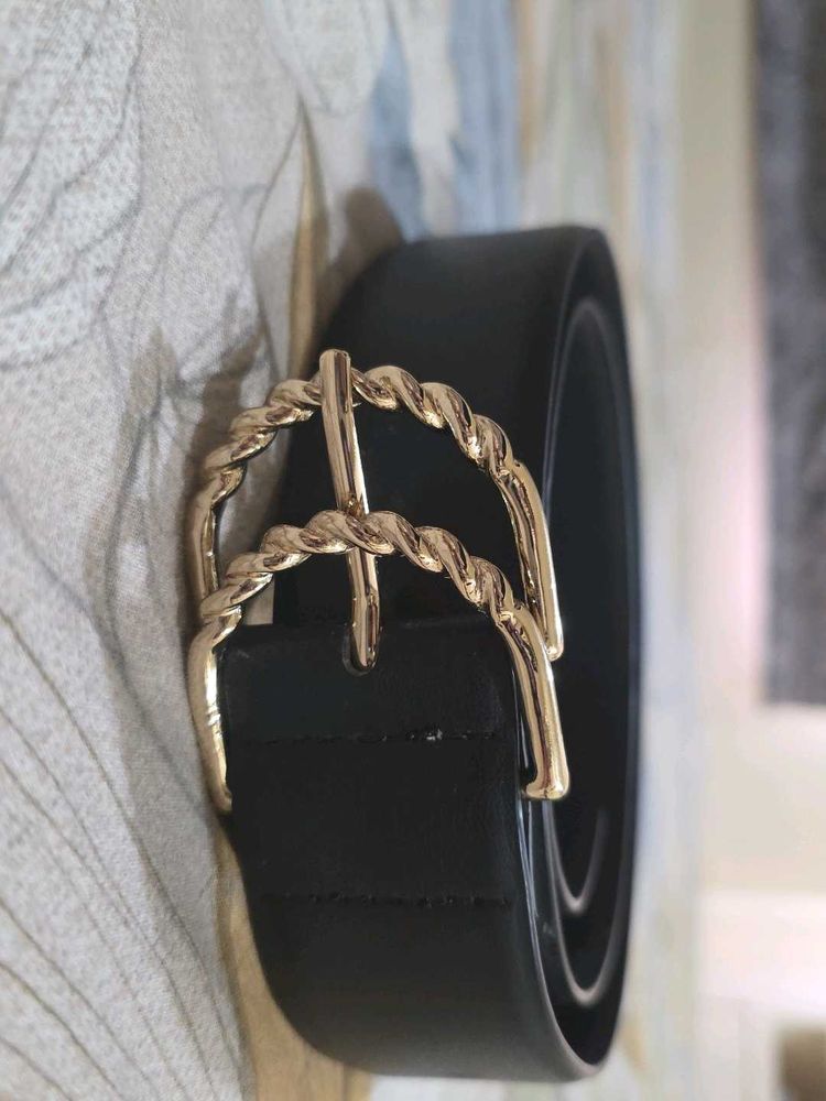 Classic Black Belt with Gold Buckle