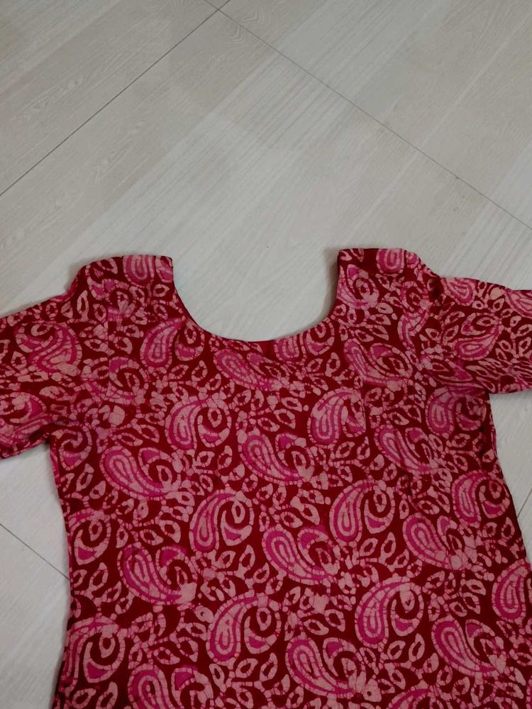 Red Paisley Print Kurta