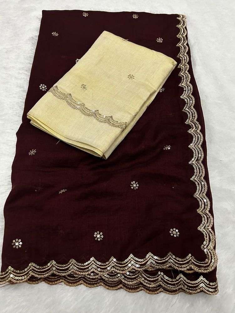 Premium vichitra silk Saree with Sequin Border