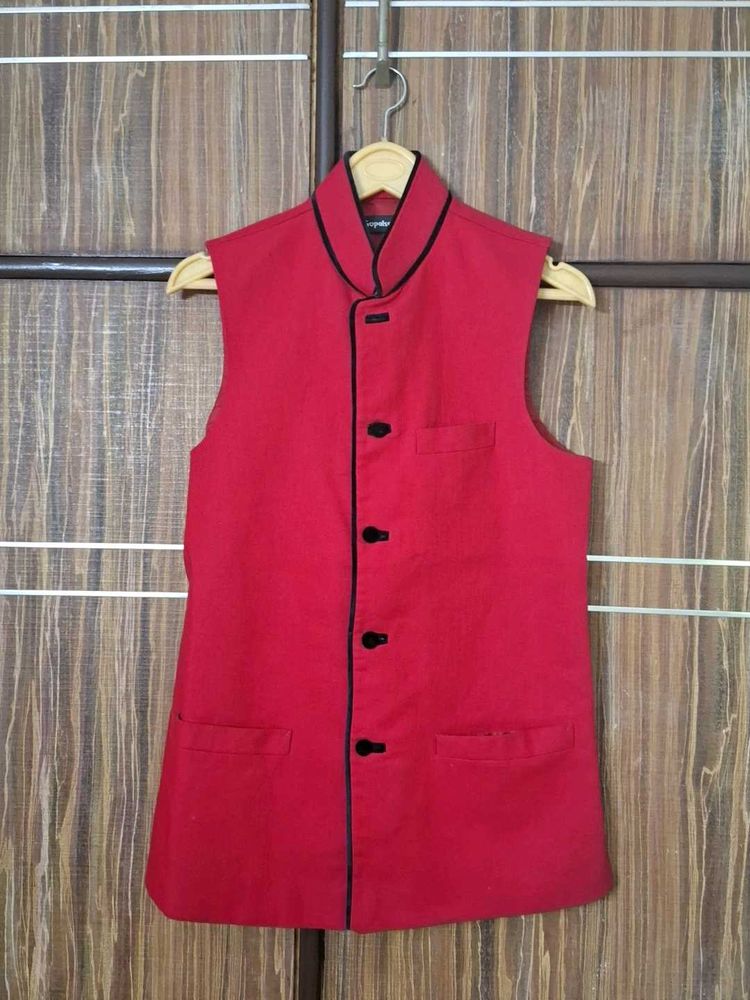 Men's Red Nehru Jacket
