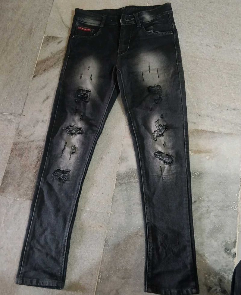 Men's Distressed Black Jeans