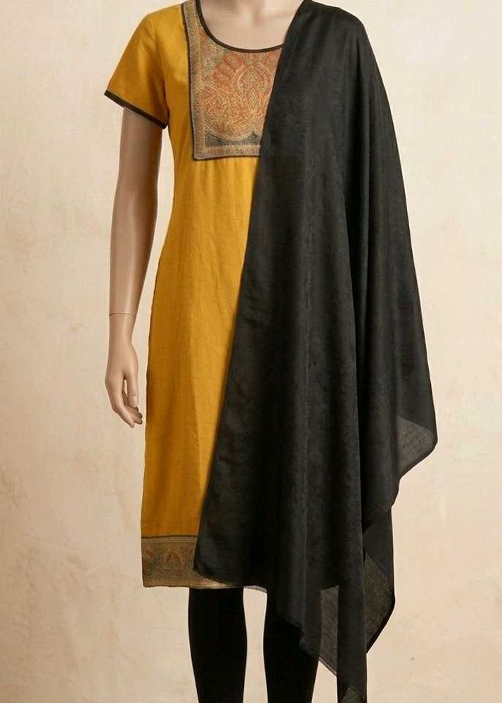 Yellow Kurta Set with Printed Dupatta