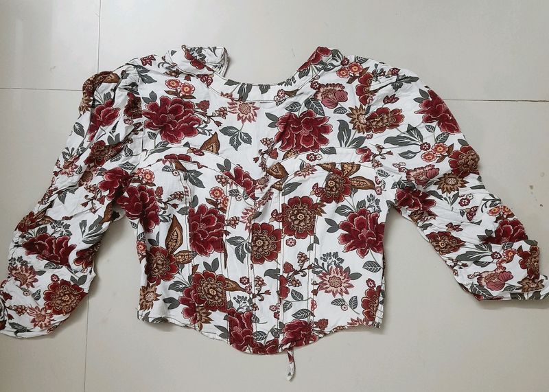 Corset Style Floral Crop Top