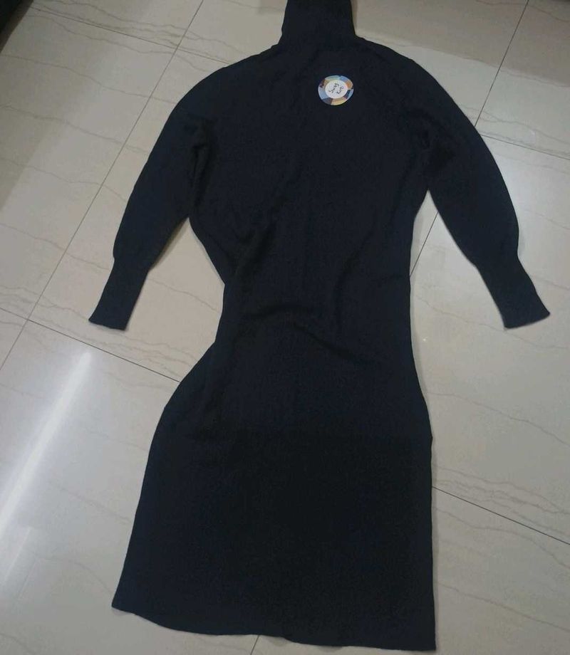 Elegant blue Turtleneck Dress