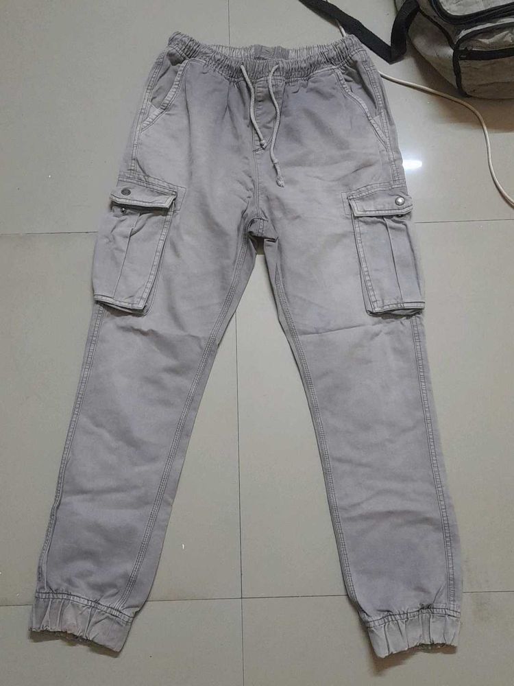 Grey Cargo Jogger Pants